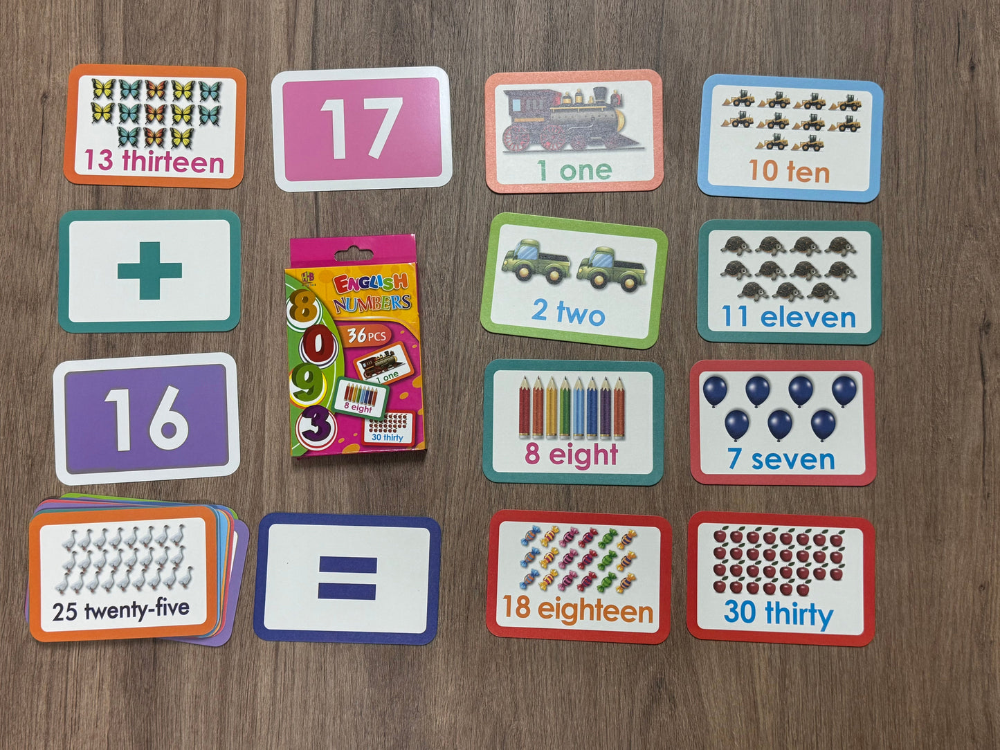 English Numbers Flashcards – 36-Piece Counting & Number Learning Set
