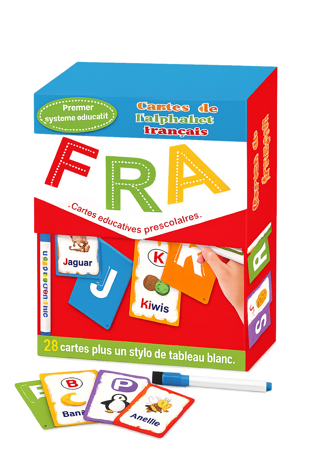 French Letter Stroke Flashcards Set – Trace, Wipe & Vocab [6505-16A]