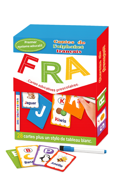 French Letter Stroke Flashcards Set – Trace, Wipe & Vocab [6505-16A]