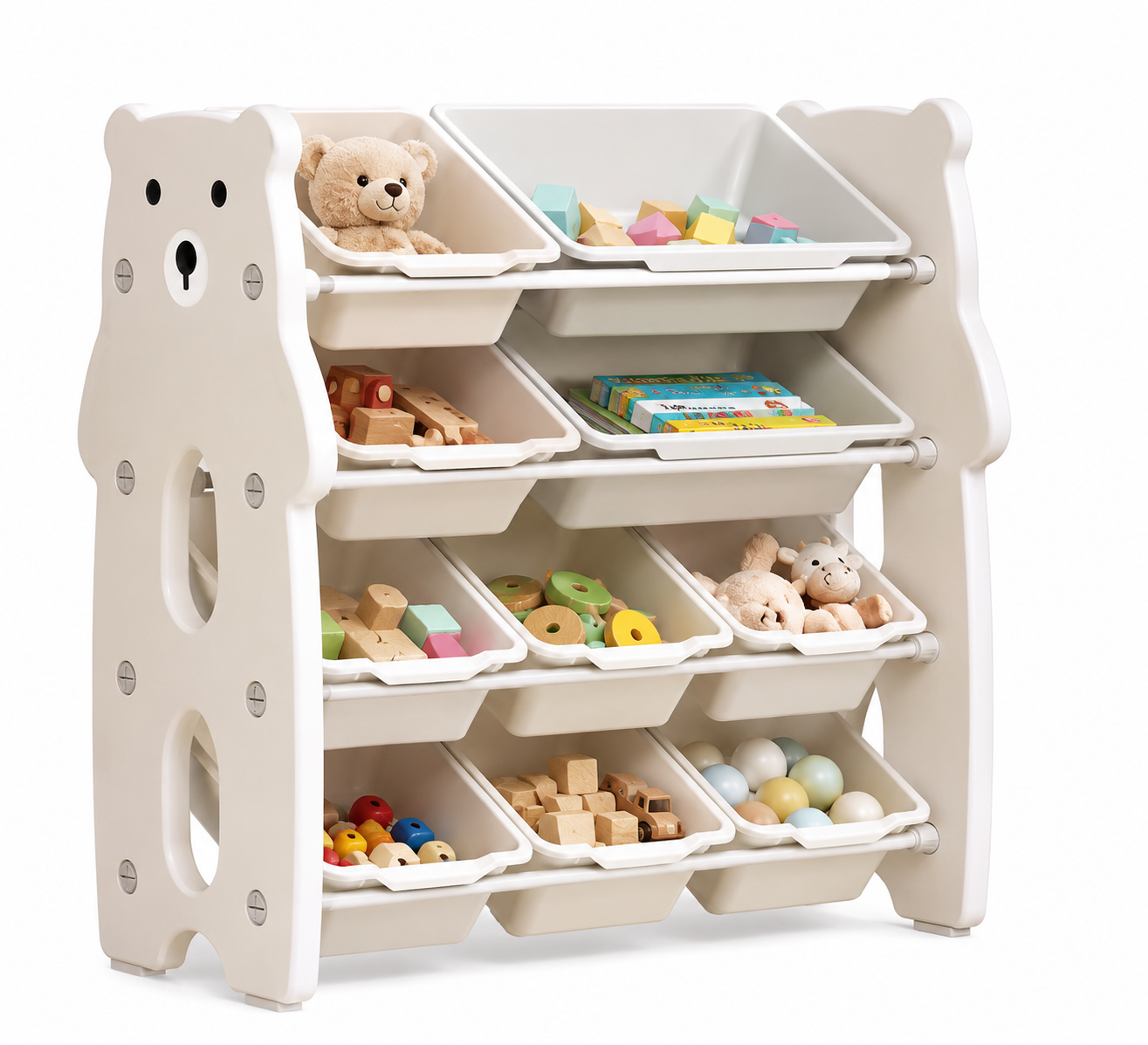 Bear-Themed Kids Toy Storage Organizer with Removable Bins [6508-13]