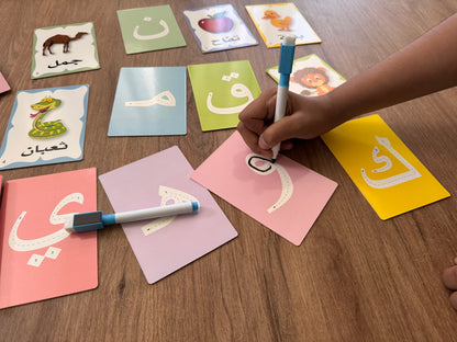 Arabic Letter Stroke Flashcards Set – Trace, Wipe & Vocab [51103-14]