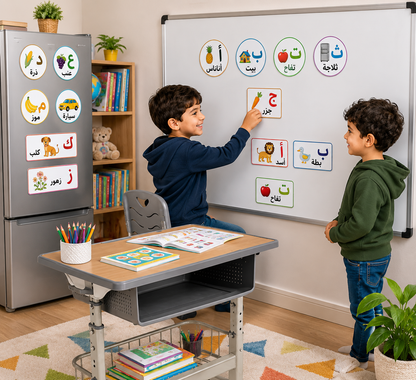 Magnetic Cards - Round Arabic Alphabets With Pictures (30 PCS Learning Set) [51103-25]