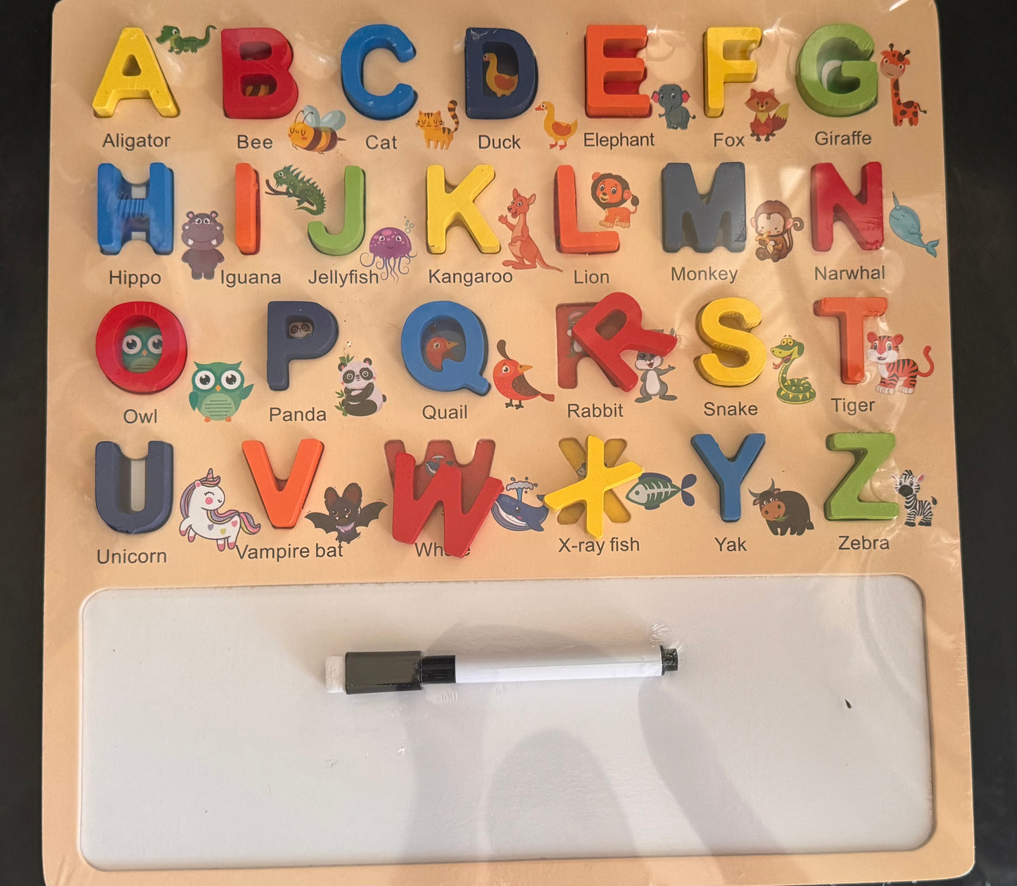 Wooden Alphabet (Upper case) Learning Board with Whiteboard (3+) [51106-11]