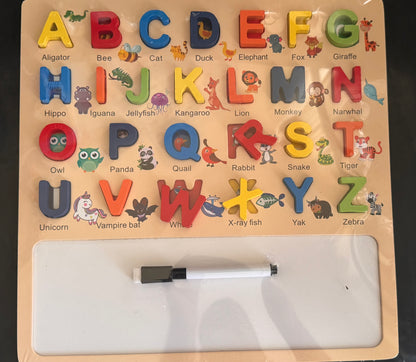 Wooden Alphabet (Upper case) Learning Board with Whiteboard (3+) [51106-11]