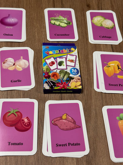 Vegetables Flashcards – 36-Piece Vocabulary Learning Set