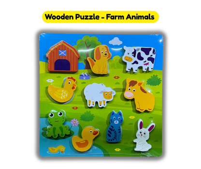 Wooden Garden Animals Puzzle Board [51106-9]