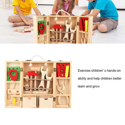Wooden Portable Tool Box – Pretend Play Tool Set (36 Pieces) [51106-3]