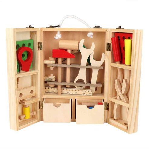 Wooden Portable Tool Box – Pretend Play Tool Set (36 Pieces) [51106-3]