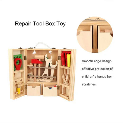 Wooden Portable Tool Box – Pretend Play Tool Set (36 Pieces) [51106-3]