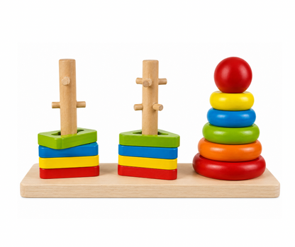 Rainbow Three-Column Wooden Stacking Tower [51106-10]