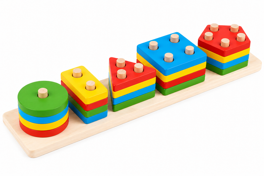 Rainbow Five Column Shape Stacking & Sorting [6503-12]