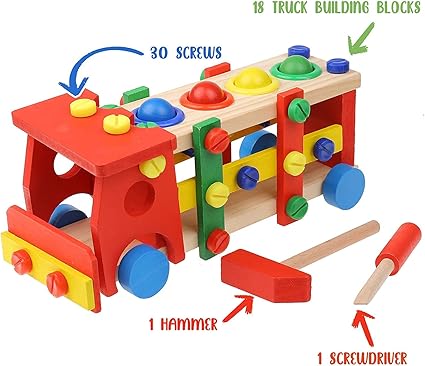 Wooden Knock Down Toy Car / Lorry [51106-18]