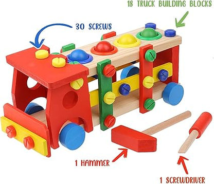 Wooden Knock Down Toy Car / Lorry [51106-18]