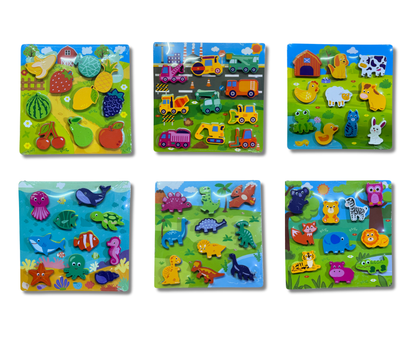 Wooden Garden Animals Puzzle Board [51106-9]