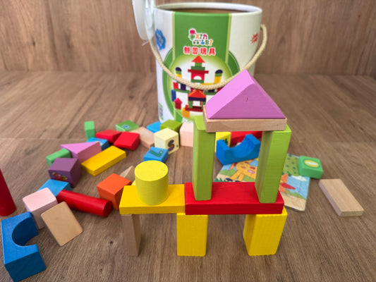Wooden Building Blocks Bucket Set – 41 Pieces [6503-20]