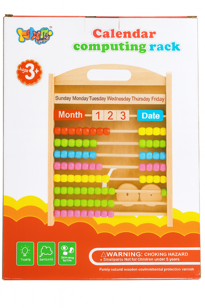 2-in-1 Wooden Calendar & Abacus Learning Board (Double-Sided) [51106-2]