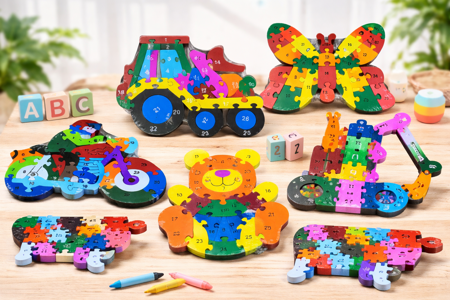 Double-Sided Wooden Puzzle Set – Numbers (1–26) & Alphabet (A–Z) [51106-5]