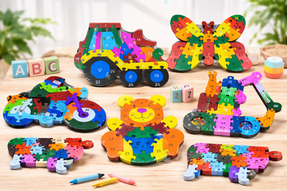 Double-Sided Wooden Puzzle Set – Numbers (1–26) & Alphabet (A–Z) [51106-5]