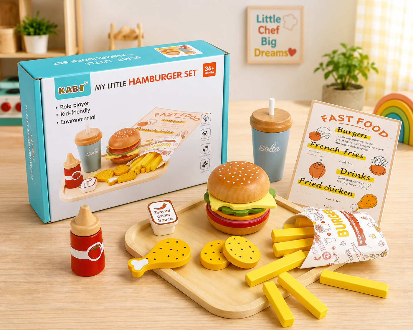 Wooden Burger Play Food Set [6503-23]