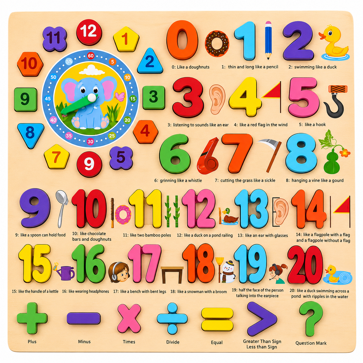 Wooden Alphabet, Number and Clock [51106-1]