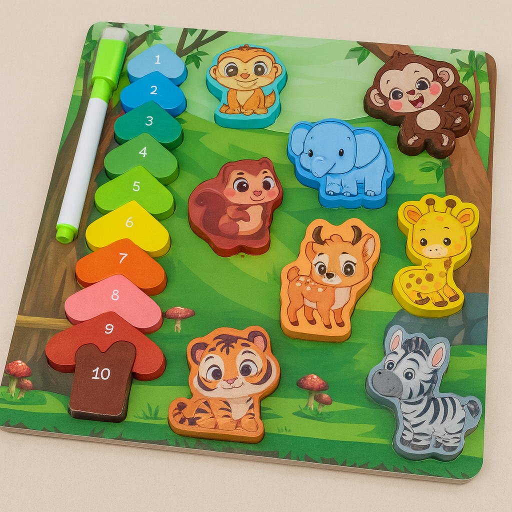 Wooden Puzzle Match Outline and Numbers [51106-12]