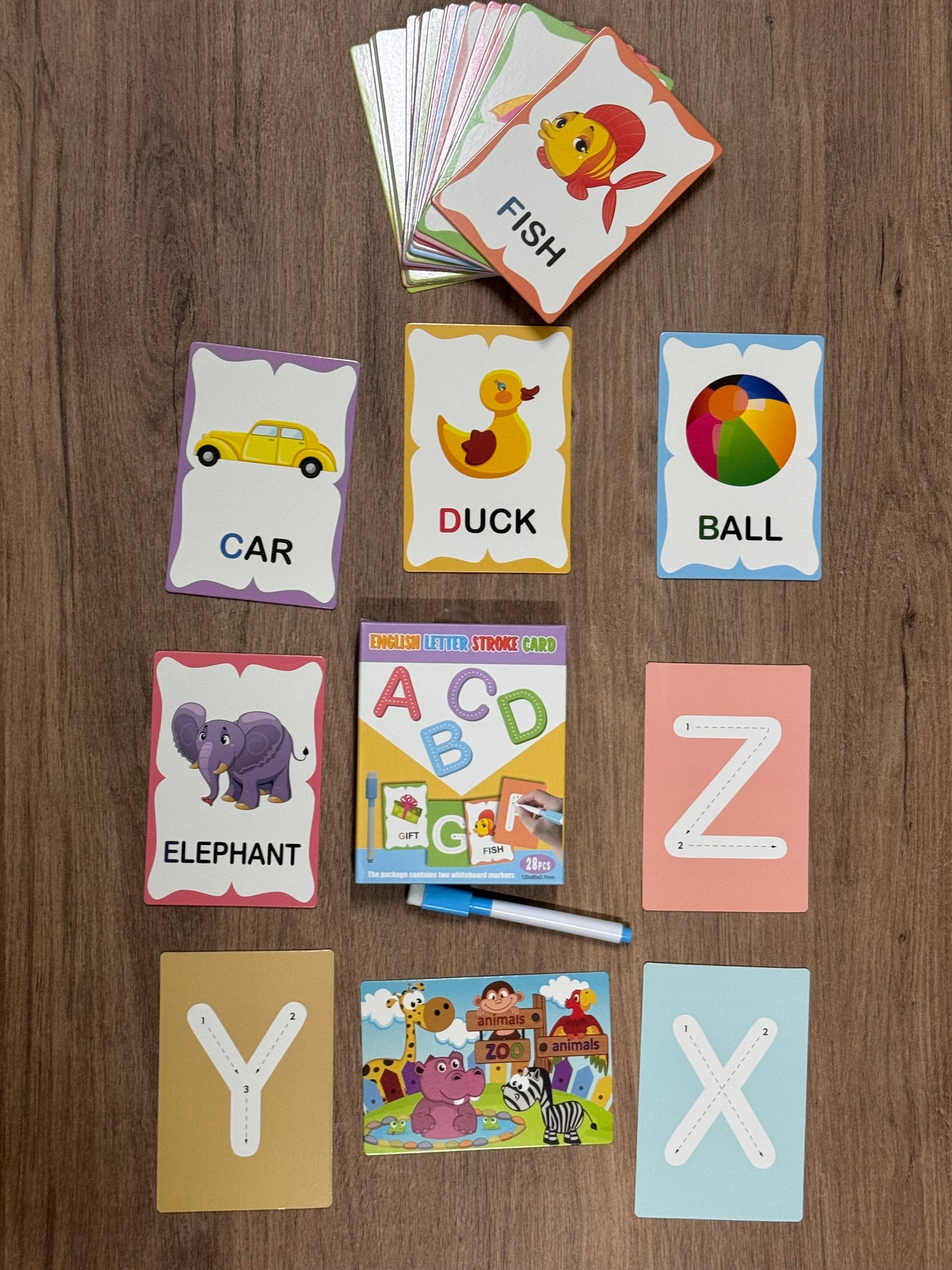 Letter Stroke Flashcards Set – Trace, Wipe & Vocab [51103-14]
