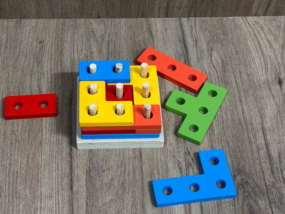 Wooden Geometric Peg Puzzle Board [6503-17]