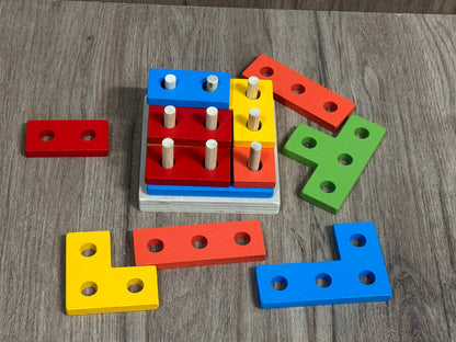 Wooden Geometric Peg Puzzle Board [6503-17]