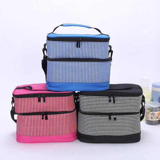 Lunch Bag - Stripy Double-Layer Insulated (51105-4)