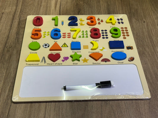 🔢 Wooden N0 1-10 & Shapes  with Whiteboard [ 51106-11]