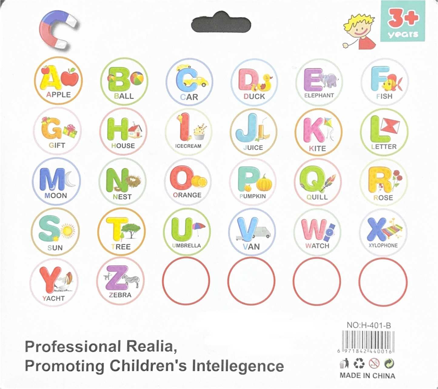 Magnetic Cards - Round Alphabets With Pictures (30 PCS Learning Set) [51103-25]