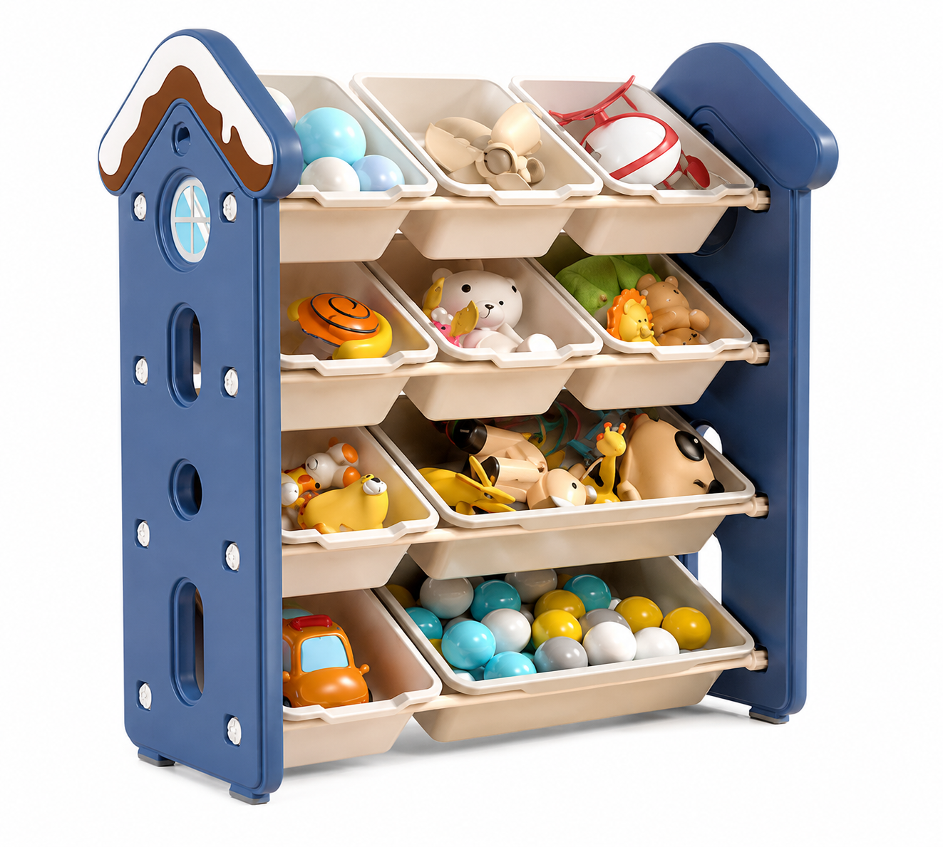 Blue House Kids Toy Storage Organizer with Removable Bins (90cm)