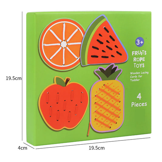 🍉 Fruit Lace Practice Wooden Board (4-Piece Set) [51106-7]