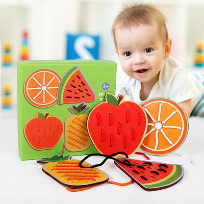 🍉 Fruit Lace Practice Wooden Board (4-Piece Set) [51106-7]
