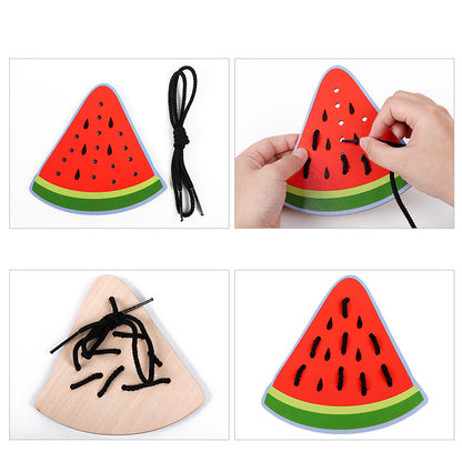 🍉 Fruit Lace Practice Wooden Board (4-Piece Set) [51106-7]