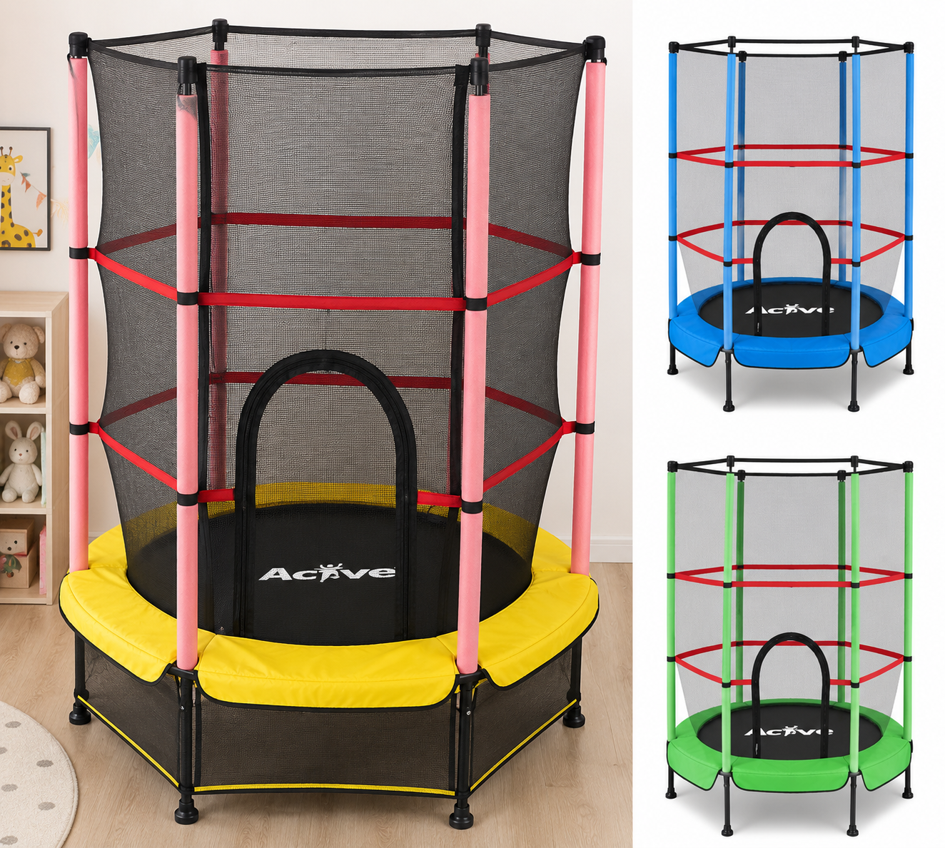 Kids Indoor Mini Trampoline with Safety Enclosure (4.5FT) [6508-5]