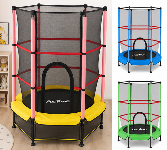 Kids Indoor Mini Trampoline with Safety Enclosure (4.5FT) [6508-5]